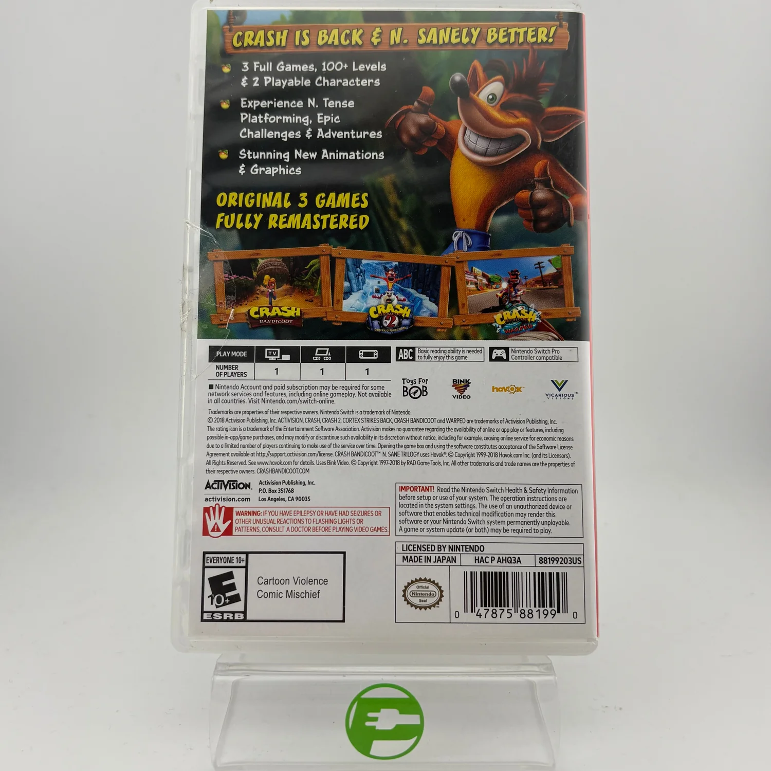 Crash Bandicoot N. Sane Trilogy (Nintendo Switch, 2018) - Image 2