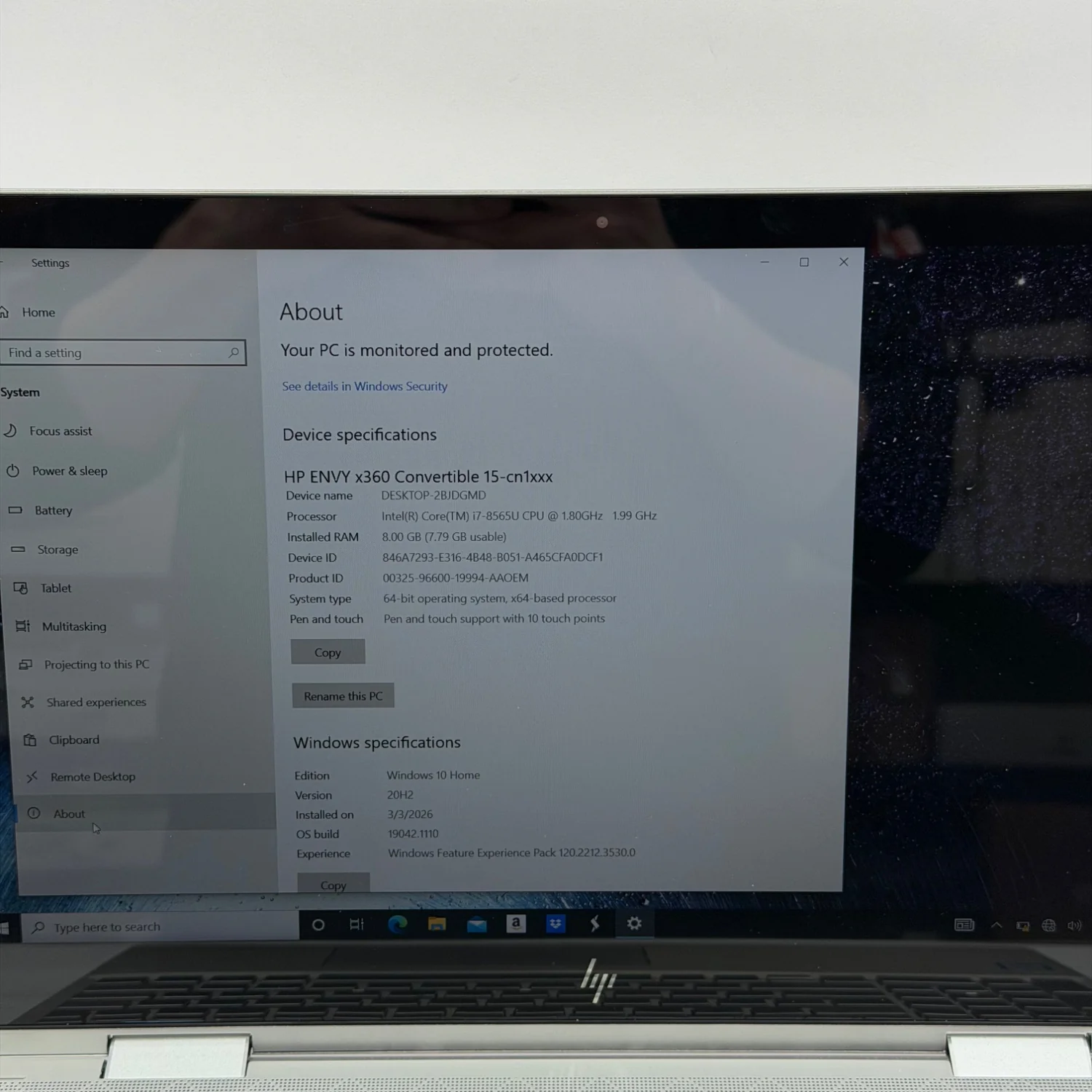 HP Envy X360 15.6" i7-8565U 1.8GHz 8GB RAM 1TB SSD - Image 2