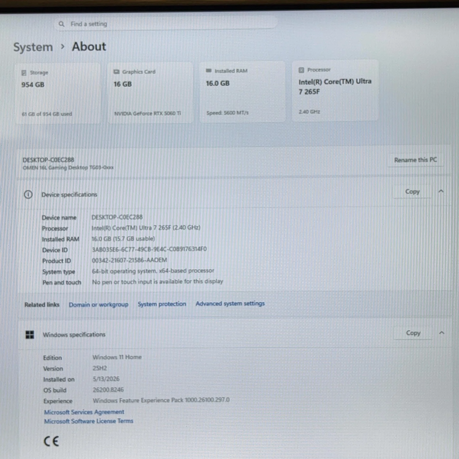 HP Omen 16L Core Ultra 7 265F 2.40GHz 16GB RAM 1TB SSD GeForce RTX 5060 Ti - Image 10