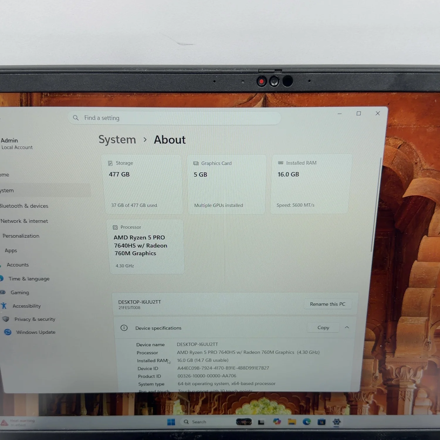 Lenovo ThinkPad P16v Gen 1 16" Ryzen 5 Pro 7640HS 16GB RAM 512GB SSD RTX A500 - Image 2