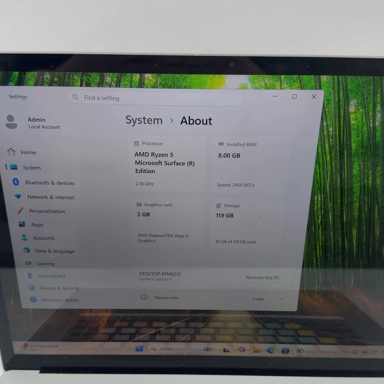 Microsoft Surface Laptop 3 1873 15" Ryzen 5 2.1GHz 8GB RAM 128GB SSD - Image 2