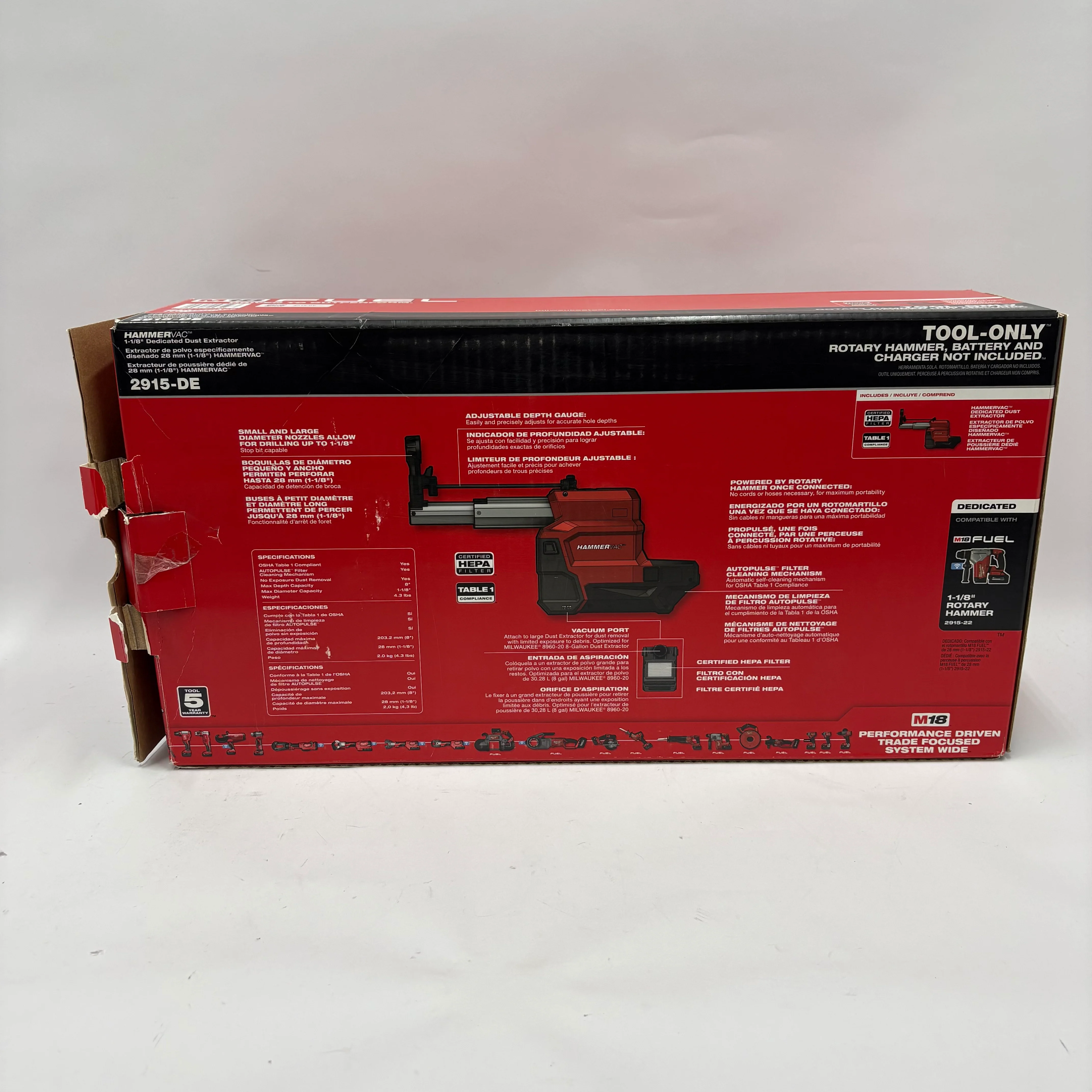 Milwaukee 2915-DE M18 18V Fuel HammerVac Dedicated Dust Extractor - Image 7