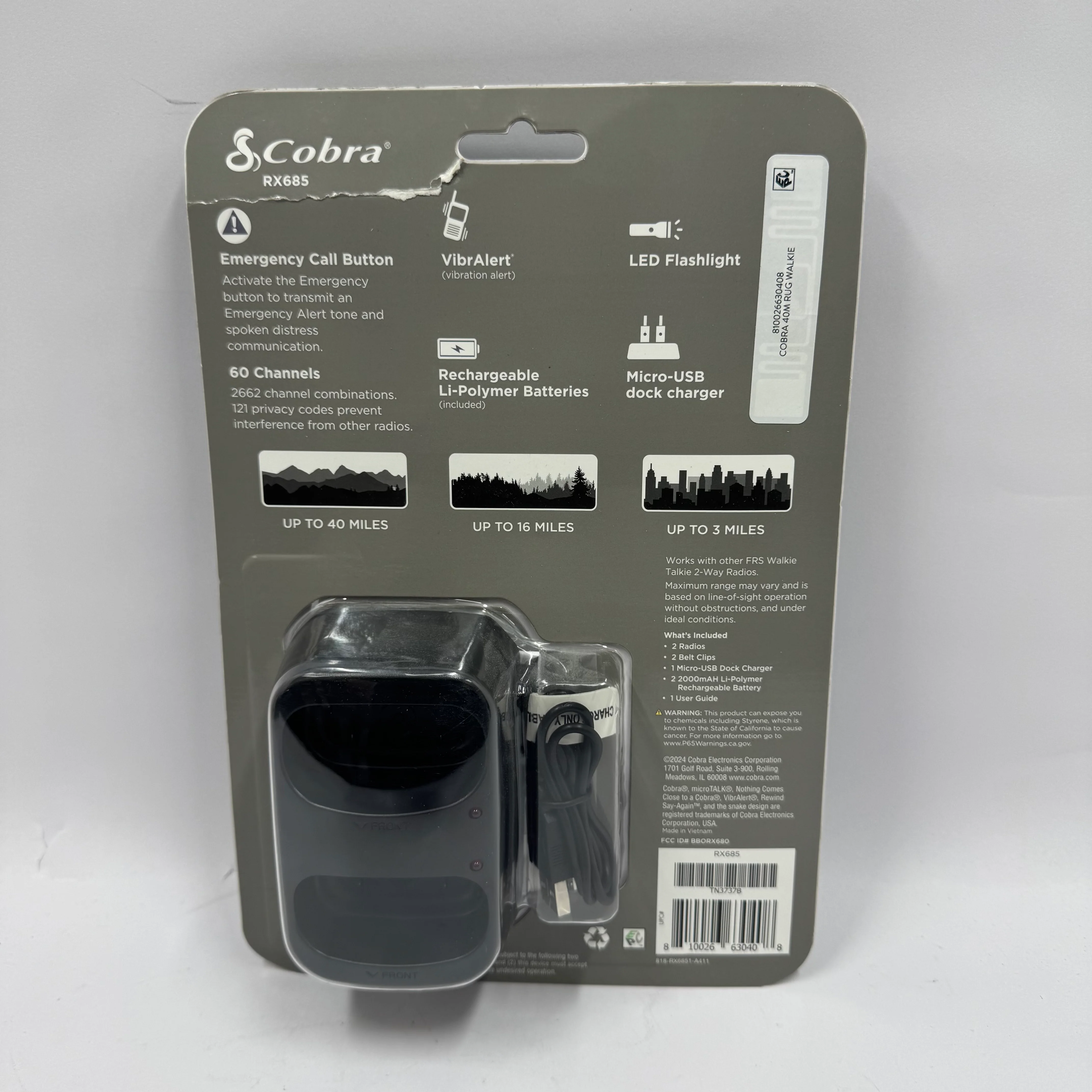 New Cobra Walkie Talkie 2 Pack RX685 - Image 2