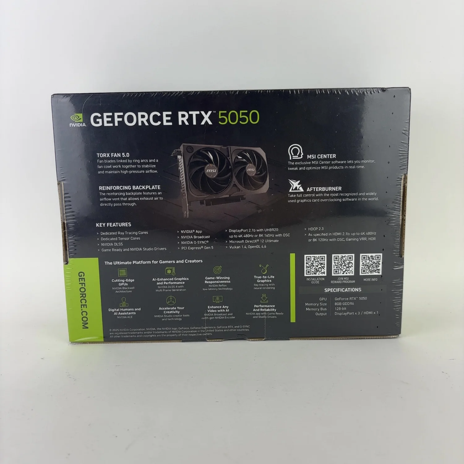 New MSI GeForce RTX 5050 SHADOW 2X OC 8GB GDDR6 Graphics Card 912-V538-018 - Image 2