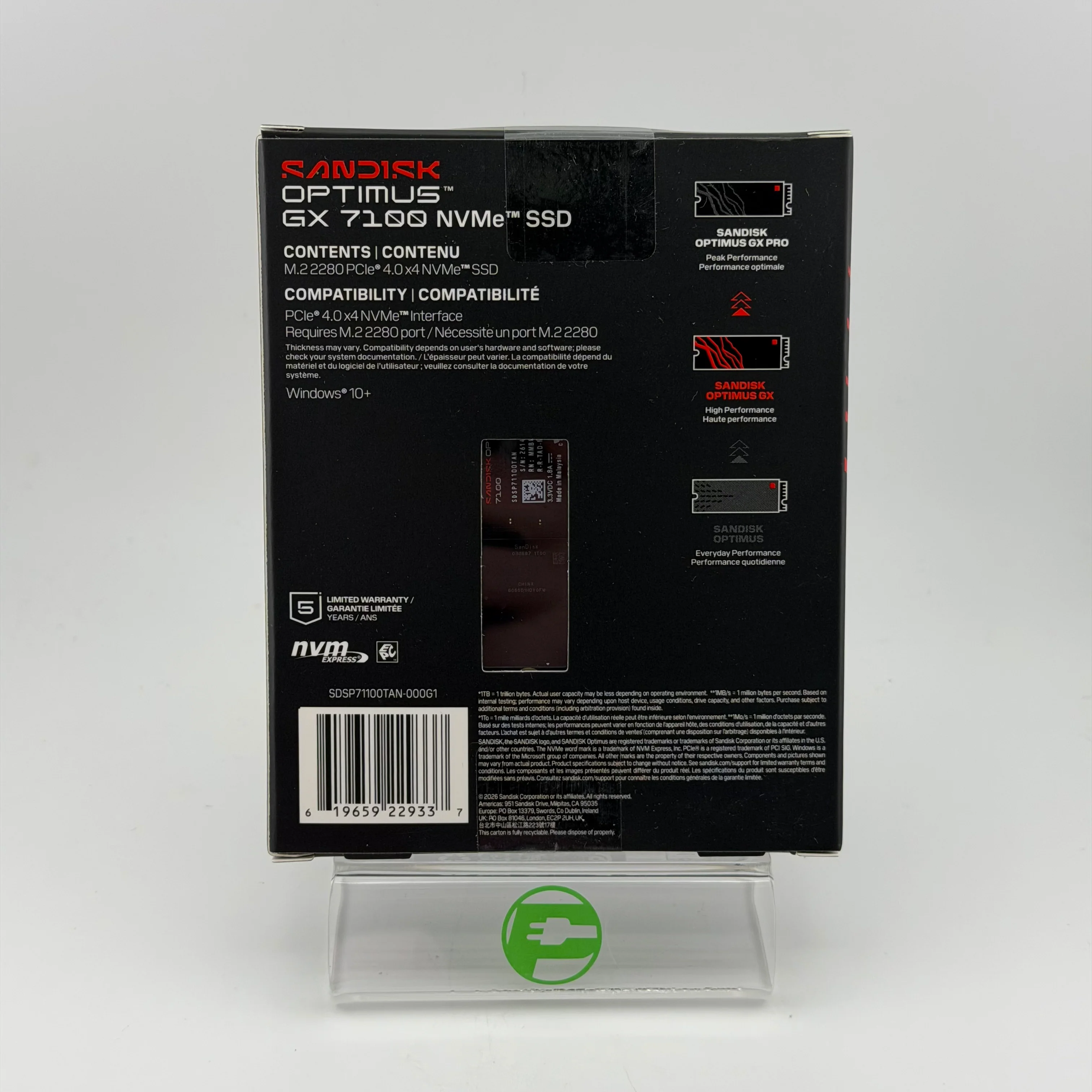 New Sandisk Optimus GX 7100 1TB NVMe SSD SDSP71100TAN-000G1 - Image 2