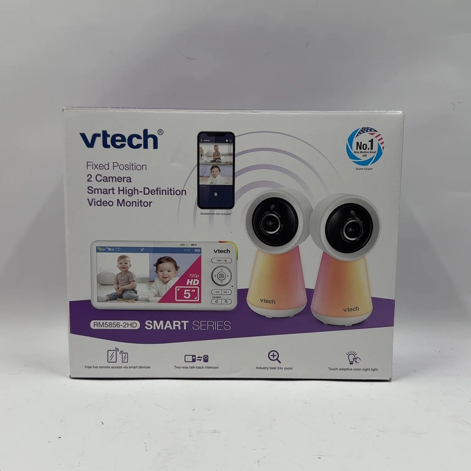 New Vtech RM5856-2HD Fixed Position 2 Camera Smart High-Definition VIdeo Monitor
