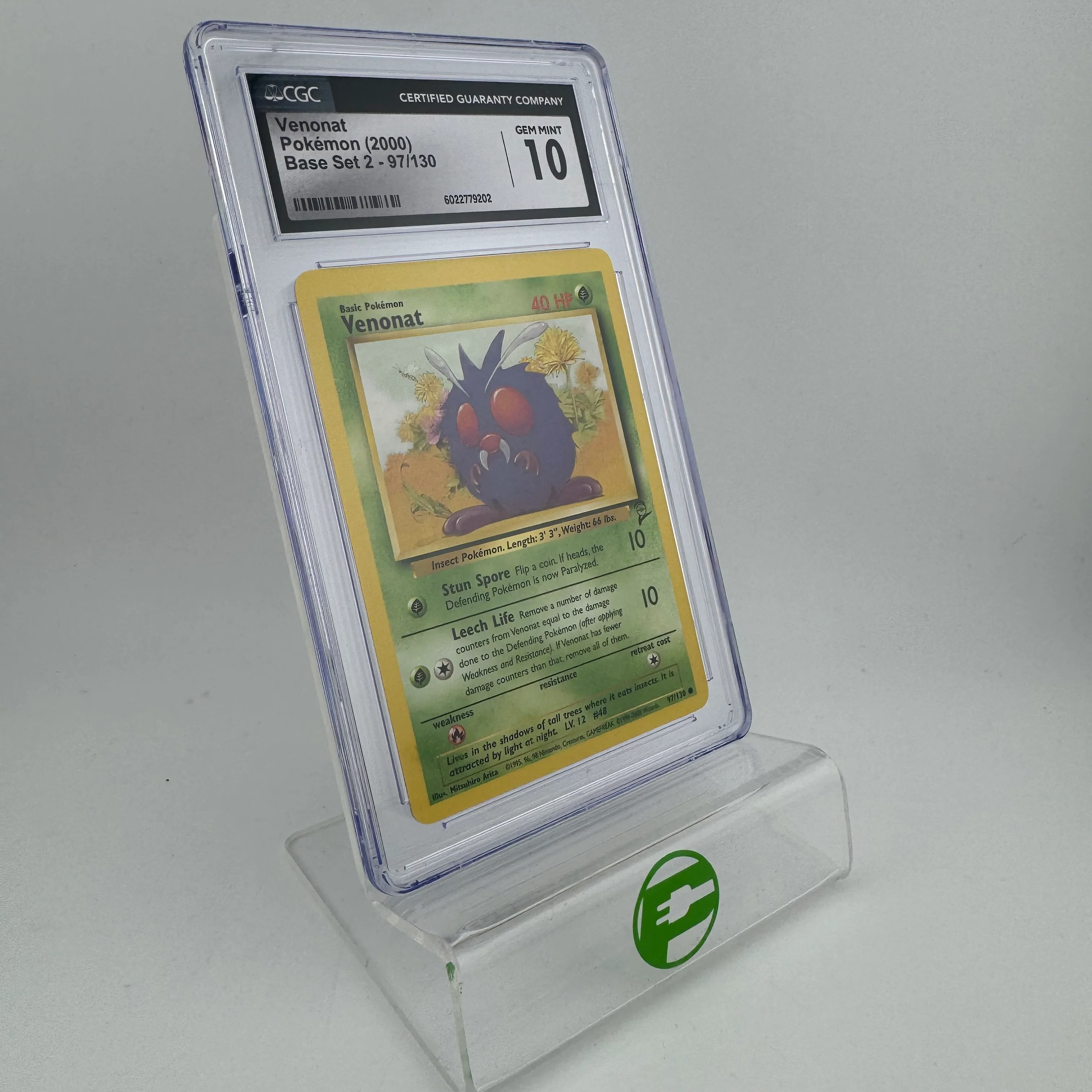 Pokémon TCG Base Set 2 Venonat #97 Regular English CGC 10 GEM MINT - Image 2