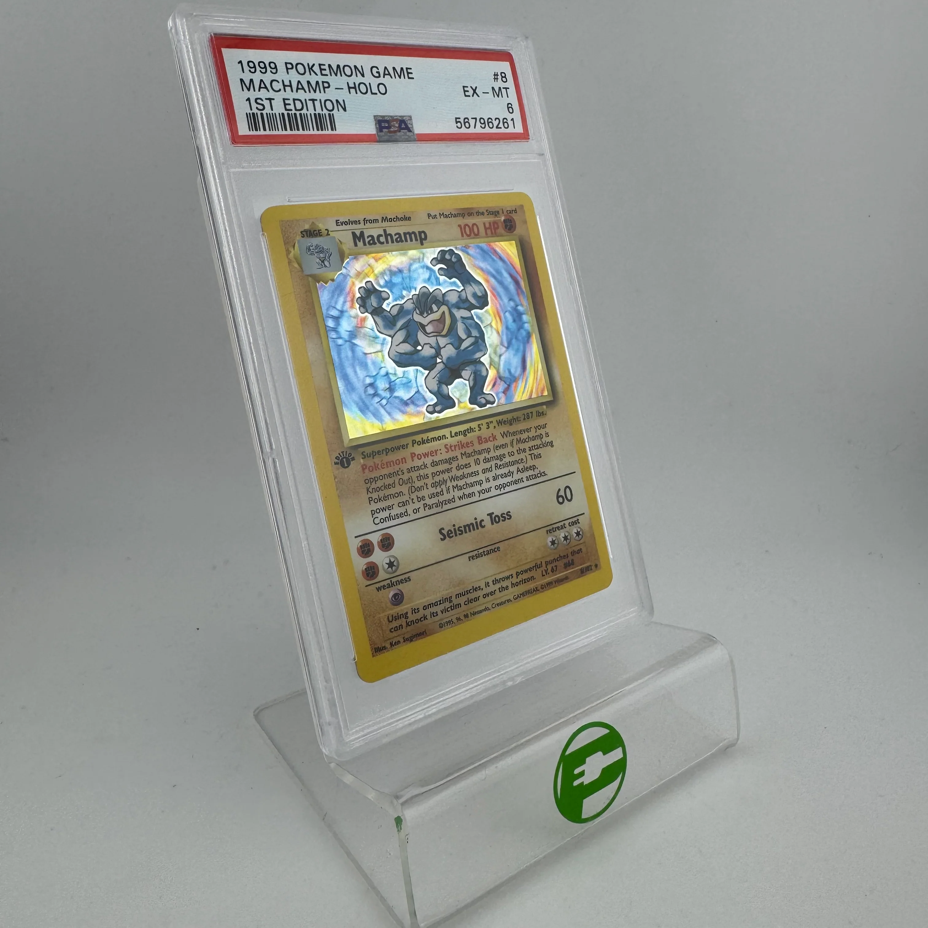 Pokémon TCG Base Set Machamp #8 Holo English PSA 6 EX MT - Image 2