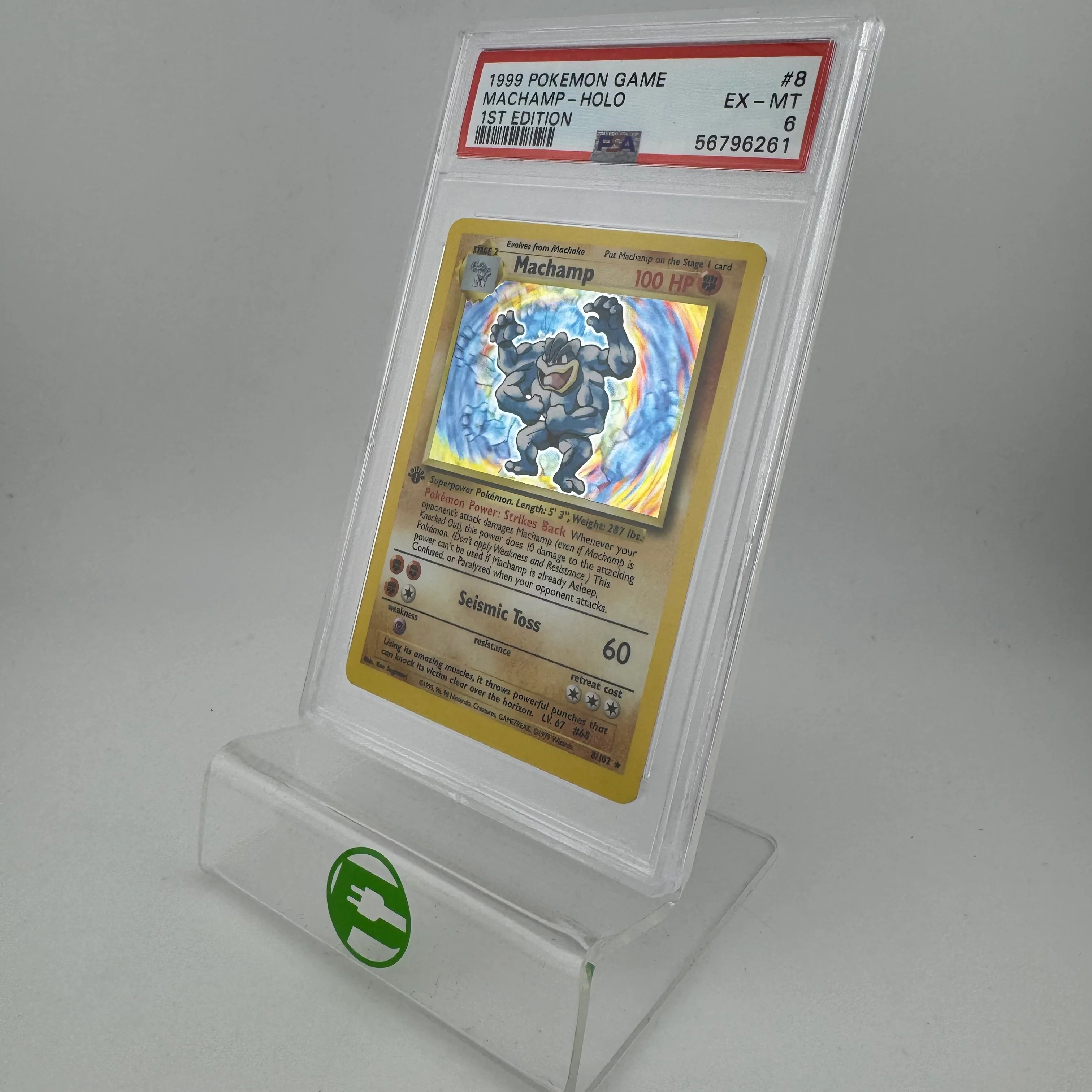 Pokémon TCG Base Set Machamp #8 Holo English PSA 6 EX MT - Image 3