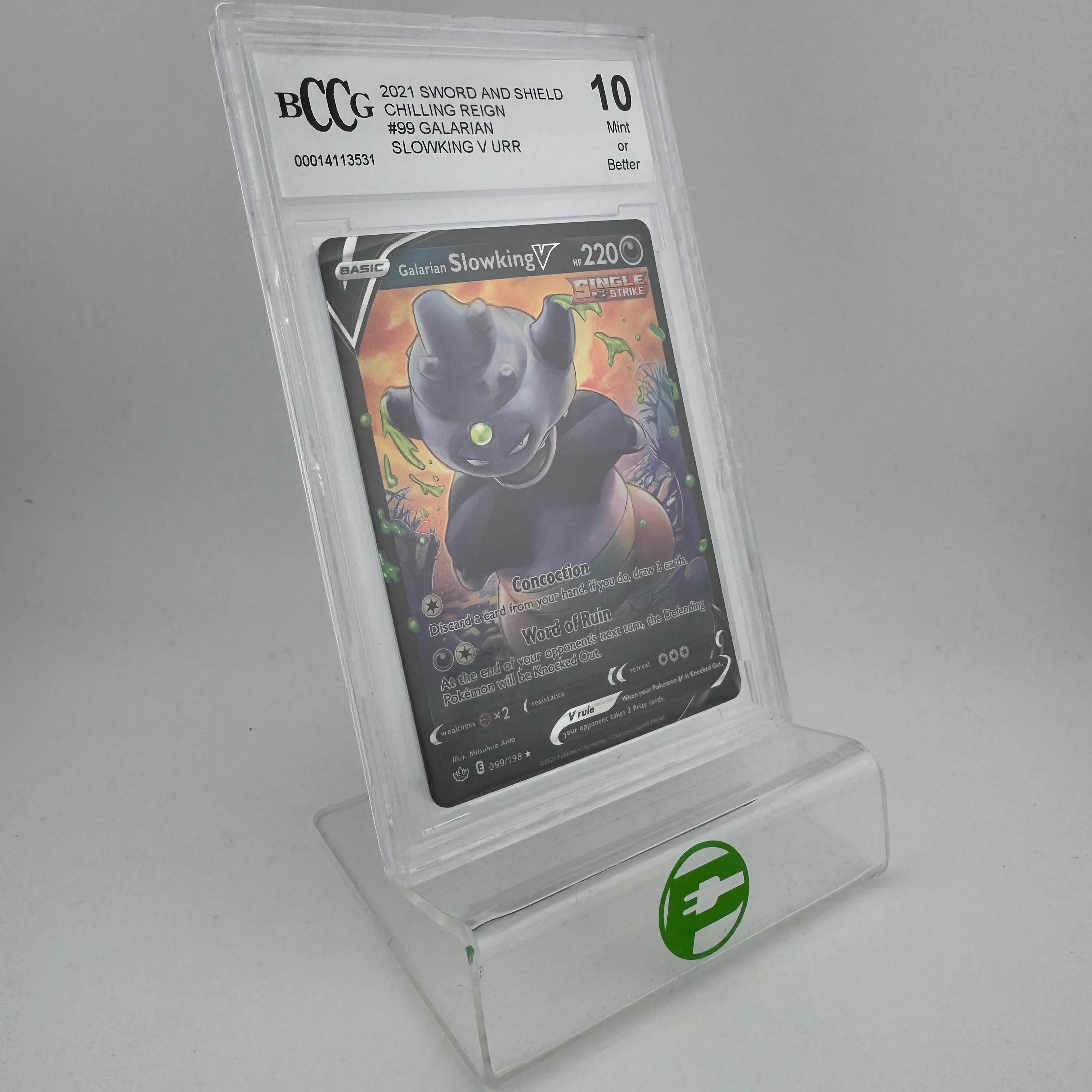 Pokémon TCG Chilling Reign Galarian Slowking V #99 Holo English BCCG 10 MINT - Image 2