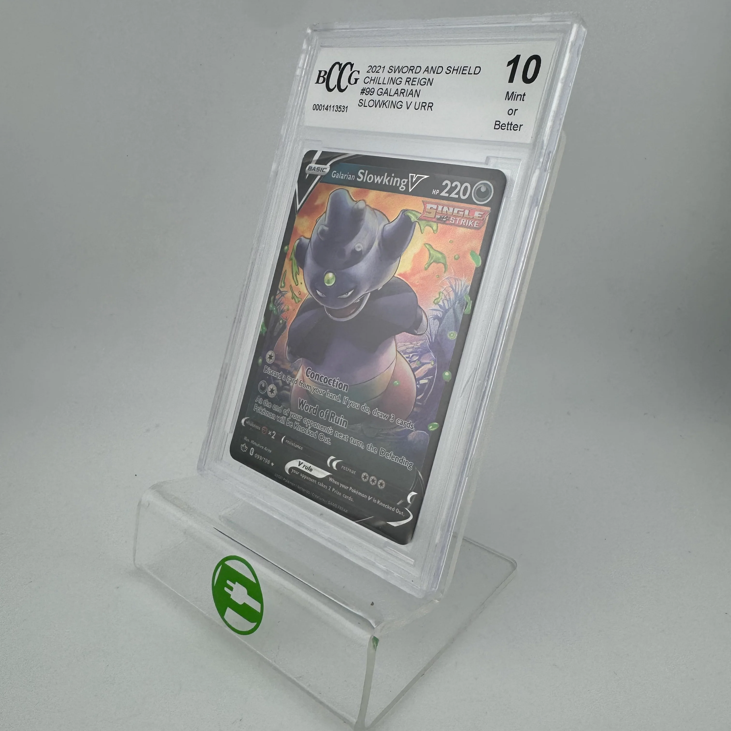 Pokémon TCG Chilling Reign Galarian Slowking V #99 Holo English BCCG 10 MINT - Image 3