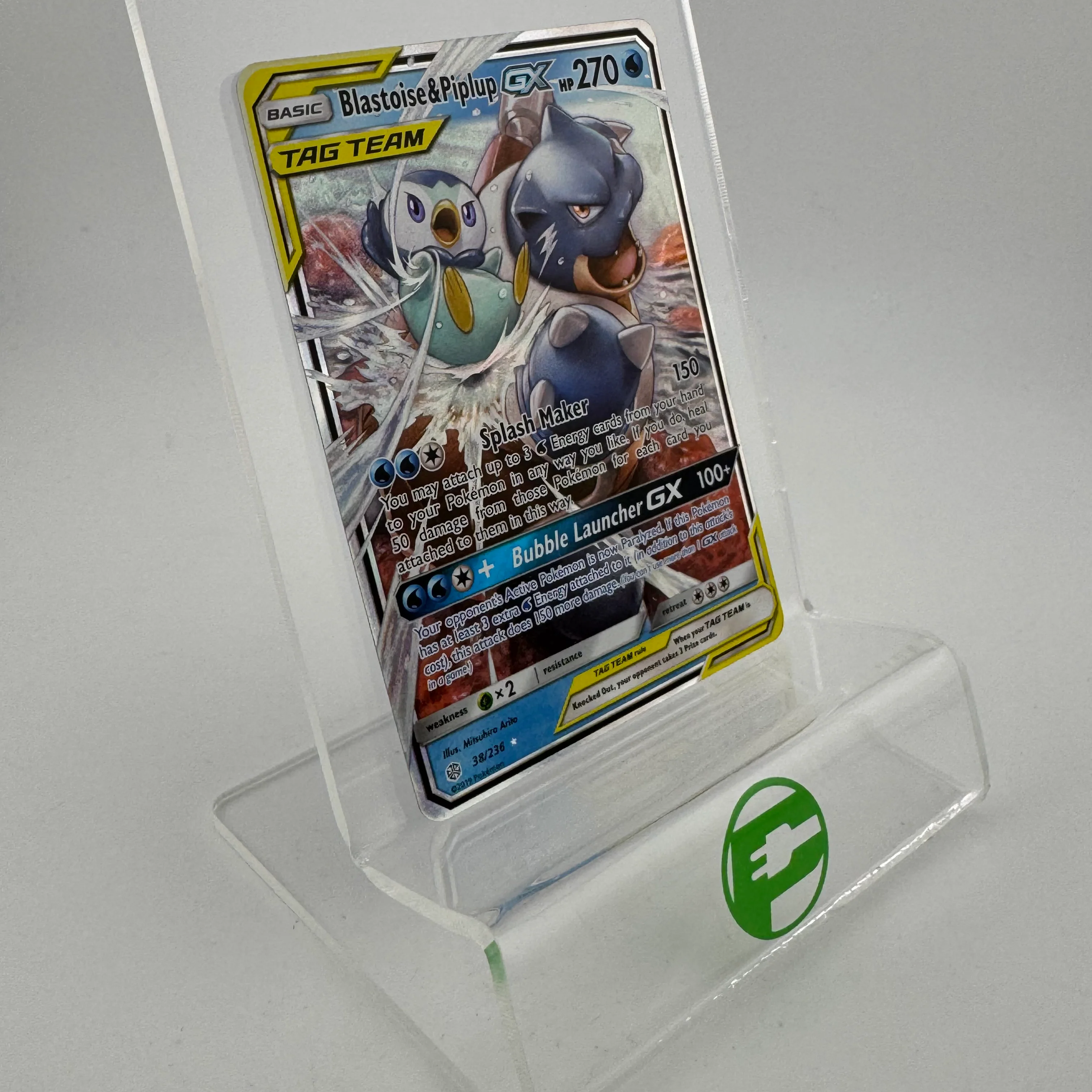 Pokémon TCG Cosmic Eclipse Blastoise & Piplup GX #38 Holo English NM - Image 2