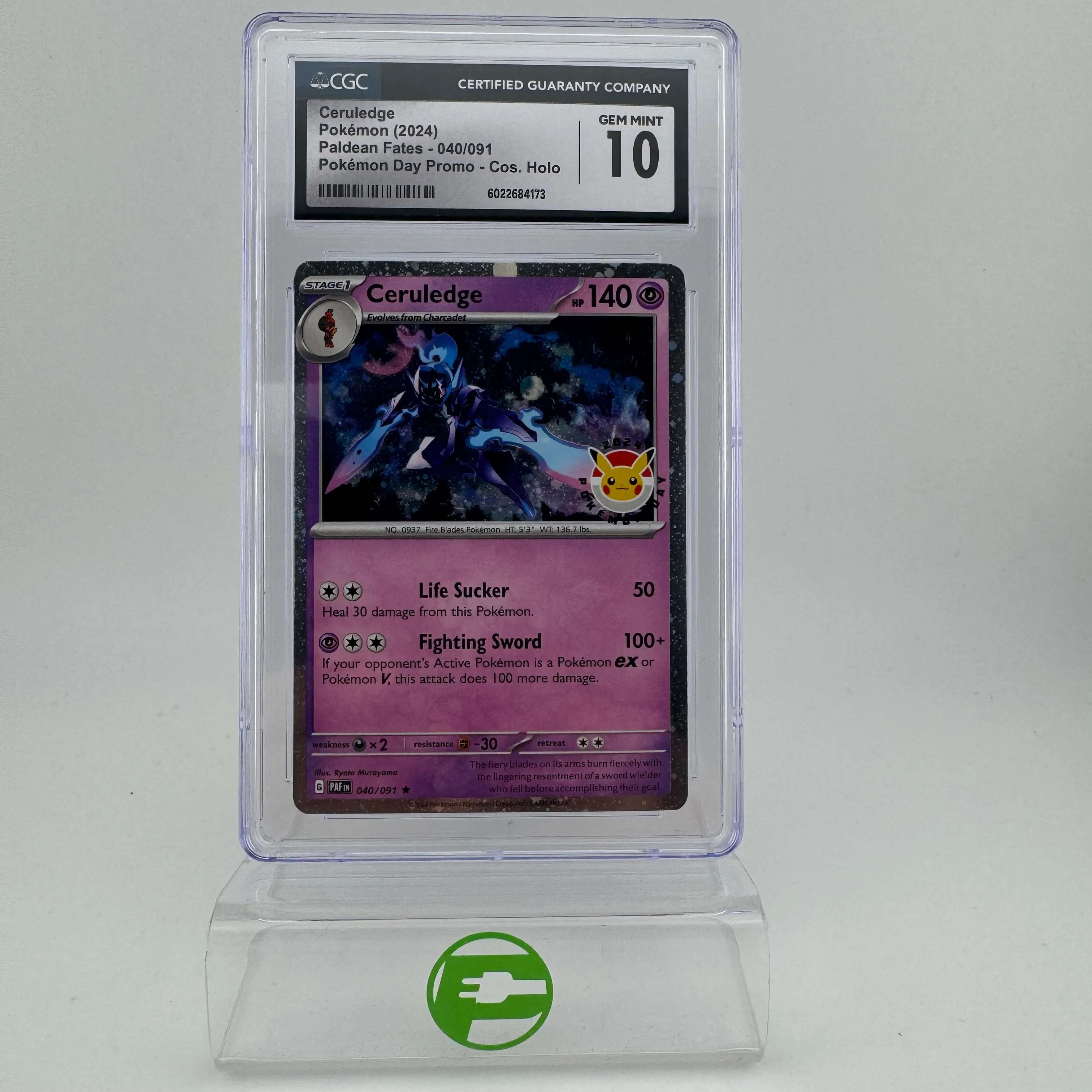 Pokémon TCG Paldean Fates Ceruledge [Pokemon Day] #40 Holo English CGC 10 GEM