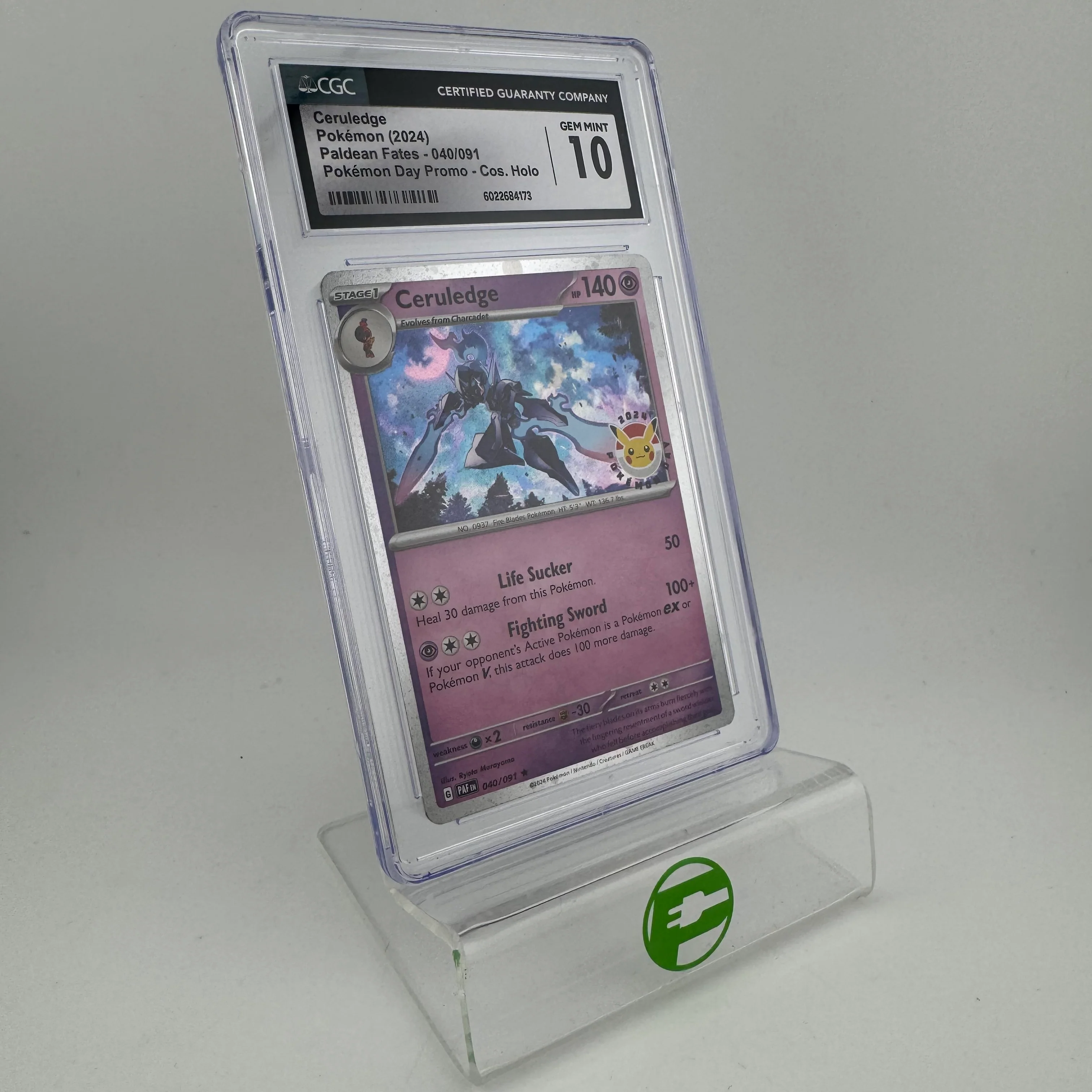 Pokémon TCG Paldean Fates Ceruledge [Pokemon Day] #40 Holo English CGC 10 GEM - Image 2